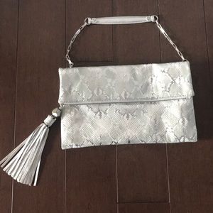 Rafe New York oversized foldable snake skin clutch